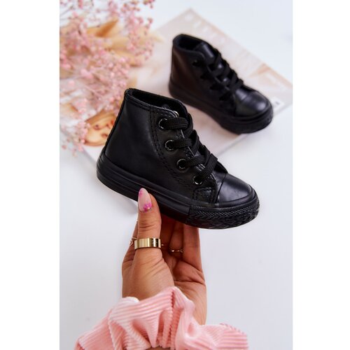 Kesi Children's Leather High Sneakers Black Marney Slike