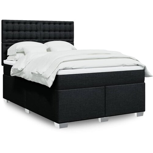 vidaXL Box spring postelja z vzmetnico črna 160x200 cm blago Cene
