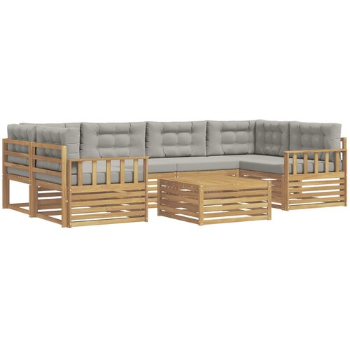  Set vanjskih sofa 7 kom. Bijela i svjetlosiva Poliester 79 x 79 x 37 cm Slike