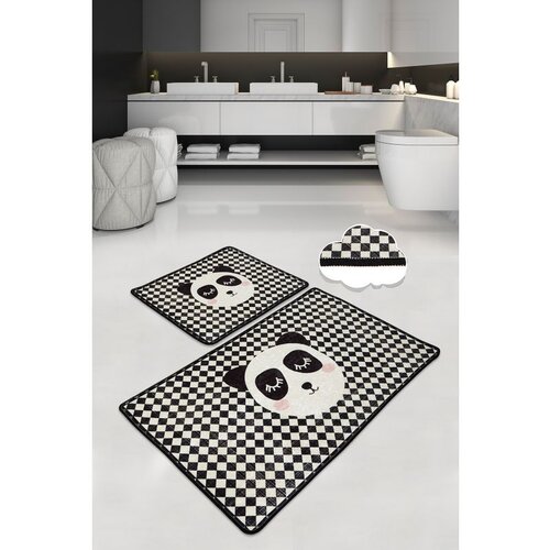  kareli panda multicolor bathmat set (2 pieces) Cene