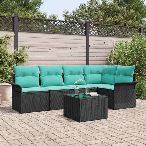  Vrtna sedežna garnitura z blazino 6 pcs Črna Poly ratan, (5000021865) Cene
