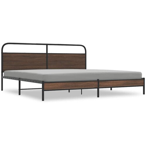 VidaXL Kovinski posteljni okvir brez vzmetnice rjavi hrast 183x213 cm, (21607223) Slike