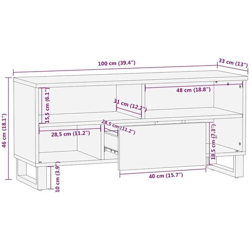  ormar s ladicama Smeđa 100 x 33 5 x 46 cm Čvrsto drvo manga Slike