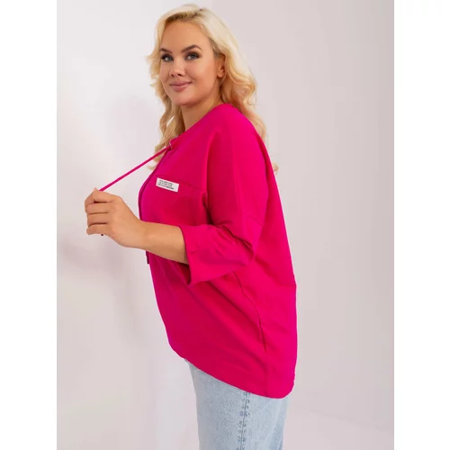 Fashion Hunters Fuchsia asymmetrical blouse in a larger size