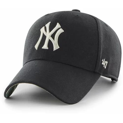 47 Brand Bombažna bejzbolska kapa MLB New York Yankees črna barva