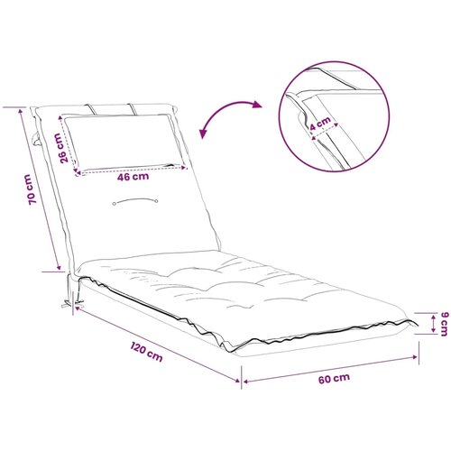  Jastučić za ležaljku GEMERT 100% poliester Svjetloplava - Svjetloplava 190 x 60 x 9 cm Poliester Slike