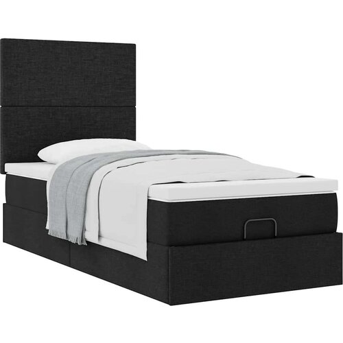 VidaXL Otomanski okvir kreveta s madraca crni 90x190cm od tkanine Slike