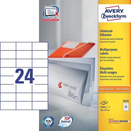 Etikete zweckform 3474 70x37mm ZWECKFORM Slike