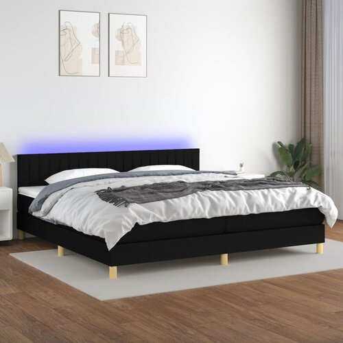  The Living Store Box spring postelja z vzmetnico LED črna 200x200 cm blago - Box Spring Postelja, (21445718) Slike