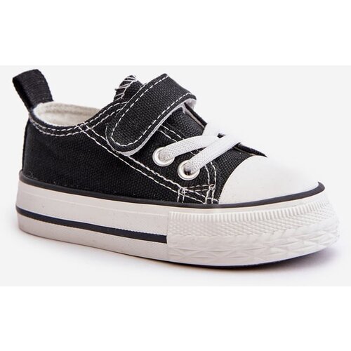 FR1 Children's Fabric Velcro Sneakers Black Daloma Slike