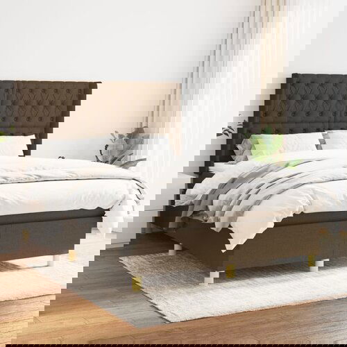 The Living Store Box spring postelja z vzmetnico temno rjava 140x200 cm blago - Box Spring Postelja, (21518455) Cene
