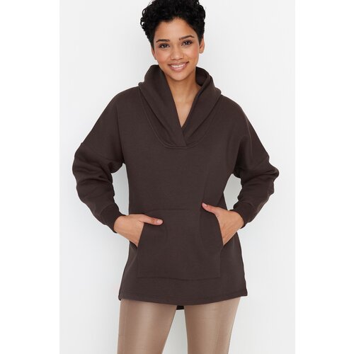 Trendyol Sweatshirt - Brown - Oversize Slike