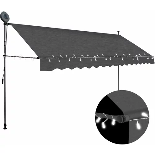vidaXL Ročno zložljiva tenda z LED lučkami 350 cm antracitna, (20609638)