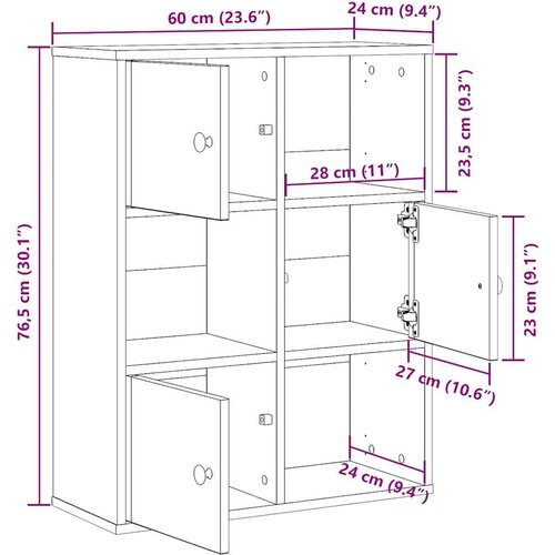 VidaXL Regal za knjige boja betona 60x24x76,5 cm konstruirano drvo Slike