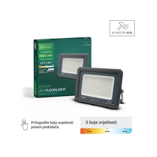  LED reflektor Green Tech 150W 3CCT IP65 aluminij Cijene