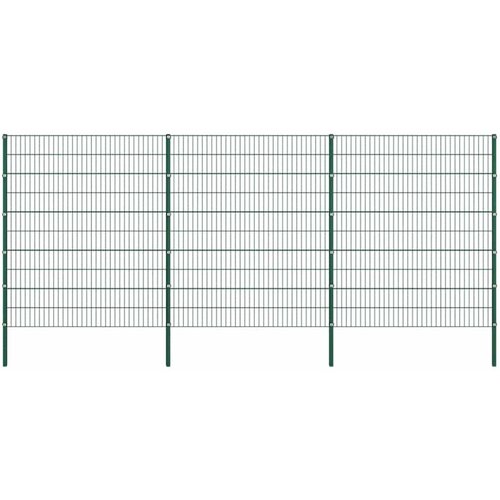  Ogradni panel sa stupovima od željeza 522x200 cm zeleni Slike