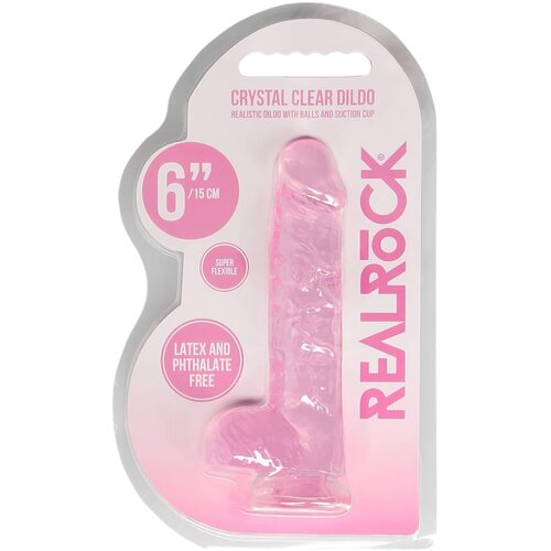 REALROCK Realistic Dildo with Balls 6" 15 cm Pink Cene