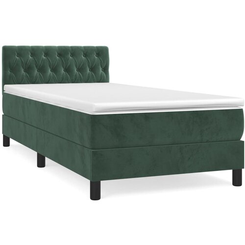 VidaXL Box spring postelja z vzmetnico temno zelena 90x200 cm žamet, (20899306) Slike