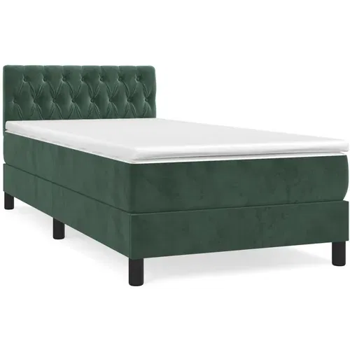 vidaXL Box spring postelja z vzmetnico temno zelena 90x200 cm žamet, (20899306)