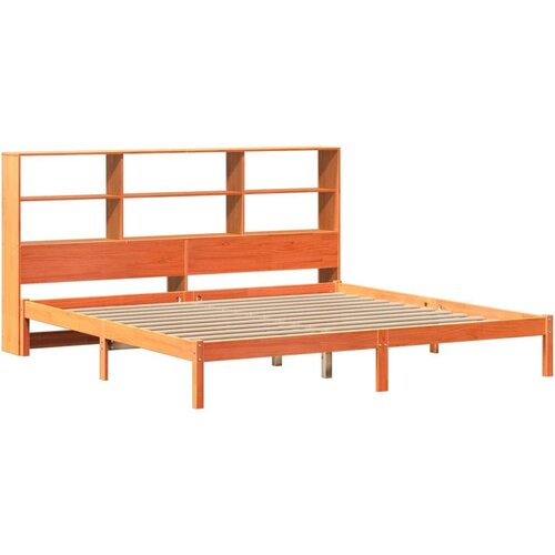 VidaXL Krevet s regalom za knjige bez madraca 200x200 cm od borovine Slike