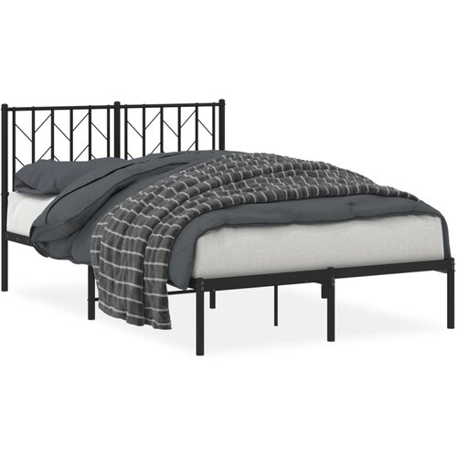 Maison Chic Kovinski Posteljni okvir - Dvoposteljna postelja - Zakonska postelja z vzglavjem črn 120x190 cm, (21692968) Slike