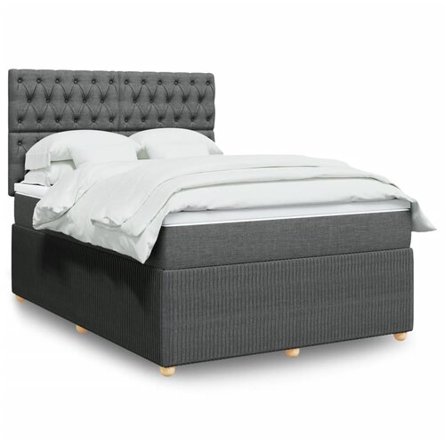 vidaXL Box spring postelja z vzmetnico temno siva 140x200 cm blago Cene