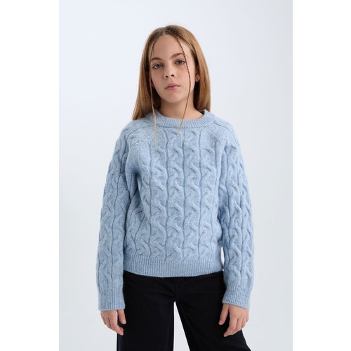 Defacto Girl&amp;#039;s Standard Fit Crew Neck Hair Braided Sweater Slike