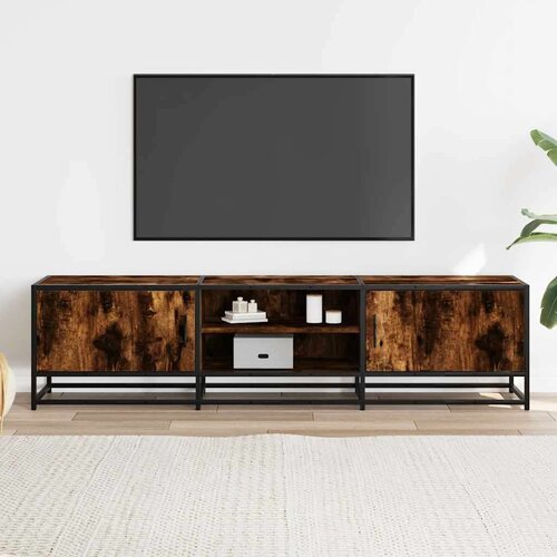 VidaXL TV ormarić dimljeni hrast 160x35x41cm konstruirano drvo i metal Slike
