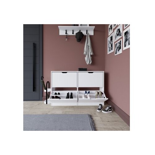 Hanah home duru 1600-50 matte white shoe cabinet Cene