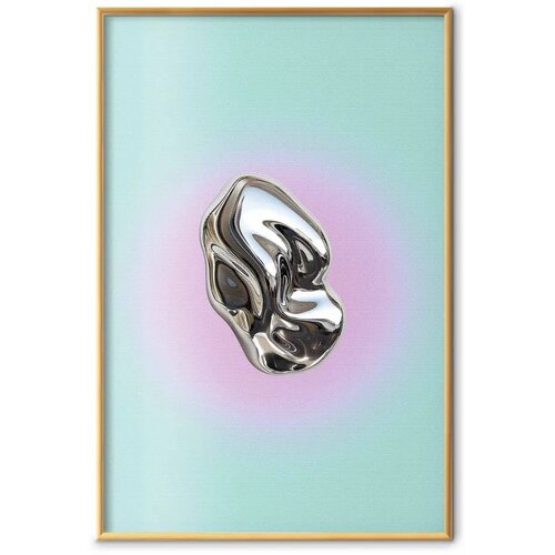  Plakat Metallic Form - abstract sculpture on a mint background with a purple halo 40x60 Zlatni okvir Cijene
