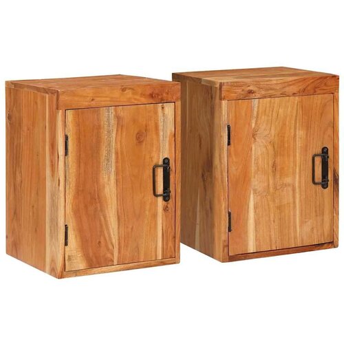 VidaXL Noćni ormarić 2 pcs Smeđa 35 x 33 x 48 cm Masivni drvo akacija Slike