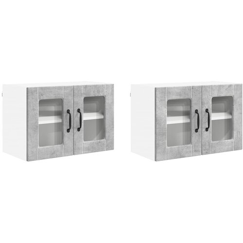  Zidni stakleni ormarić 2 pcs Betonski sivi 60 x 31 x 40 cm Slike