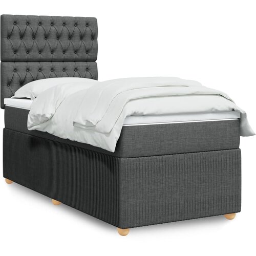 vidaXL Box spring postelja z vzmetnico temno siva 90x200 cm blago Cene