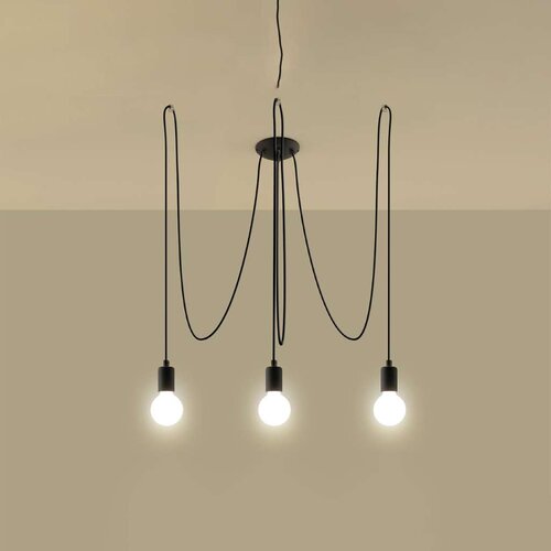  Sollux SL.0370 - Luster na sajli EDISON 3 3xE27/60W/230V pauk crni Slike