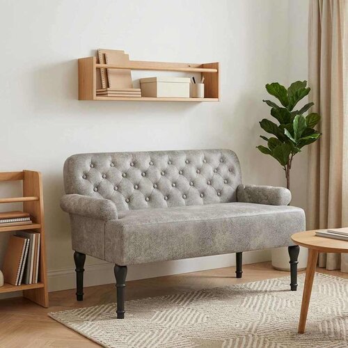 VidaXL Ljubavni kauč s gumbima Svjetlosiva 120 x 65 x 78 cm Slike