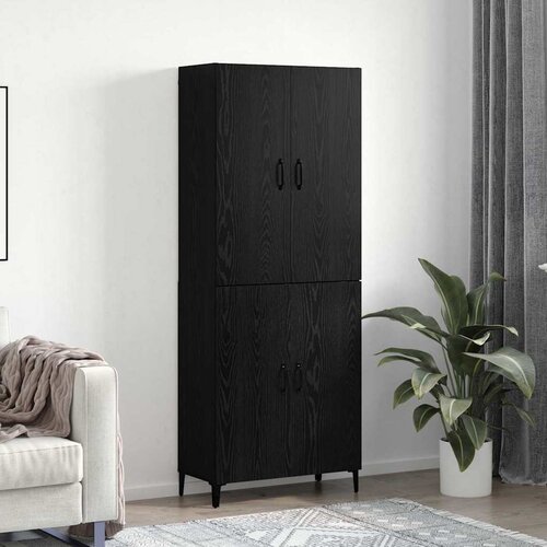 VidaXL Highboard 2 pcs Crni hrast 69.5 x 34 x 180 cm Konstruirano drvo Slike