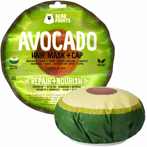 Bear Fruits avocado hranjiva maska za oštećenu kosu + kapa za kosu, 20 ml