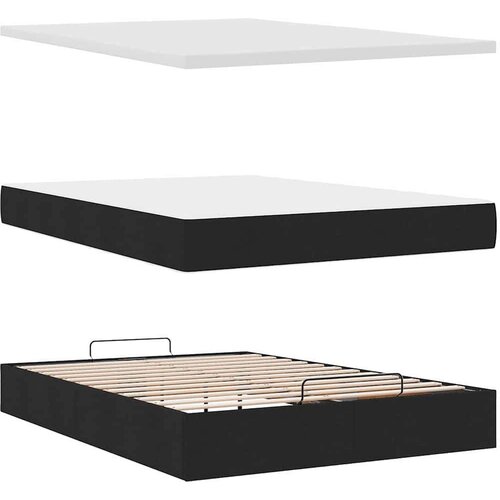 vidaXL Otomanska postelja z vzmetnico črn 140x190 cm blago Cene