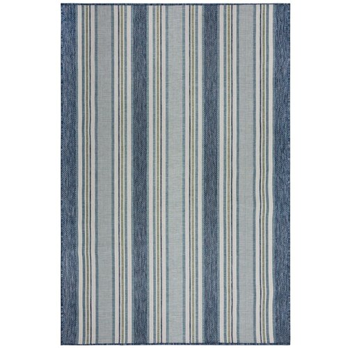 Flair Rugs Zelenomodra notranja in zunanja preproga 200x290 cm Roma Stripe &amp;ndash; Slike