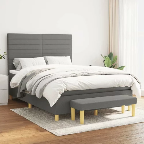  Box spring posteljni z vzmetnico temno siv 140x190 cm blago, (20791003)