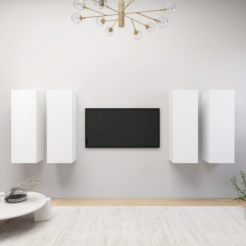 Furnova TV omarice 4 kosi bele 30,5x30x90 cm iverna plošča, (21922806) Cene