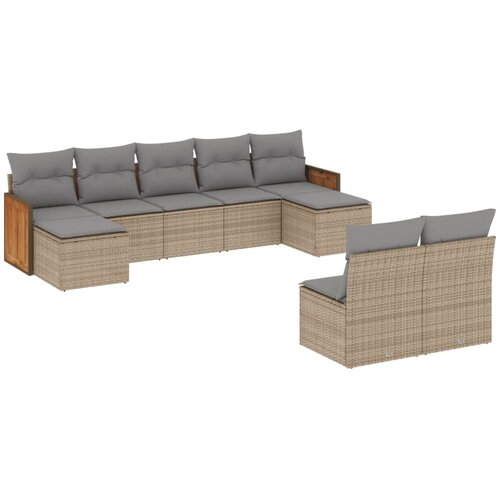 vidaXL 9-dijelni set vrtnih sofa s jastucima bež od poliratana Cijene