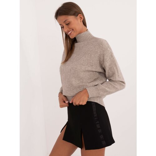Fashion Hunters Dark beige turtleneck sweater Cene