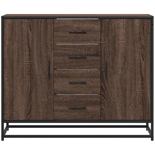  Komoda smeđi hrast 92x35x76 cm izrađeno drvo Slike