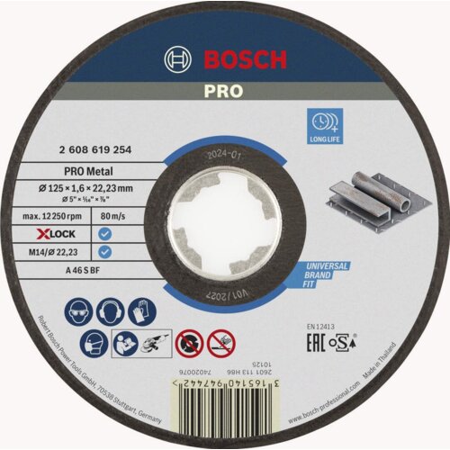 Bosch PRO Metal X-LOCK rezna ploča 125x1.6 mm A 46 S BF oSa ravna 2608619254 Cene
