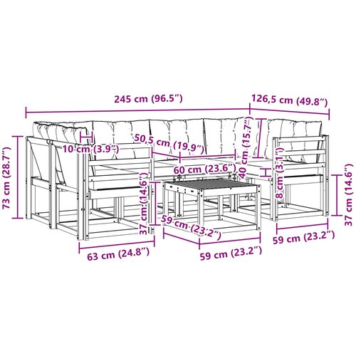  Set vanjskih sofa 7 kom. Prirodna i svijetlo siva Slike