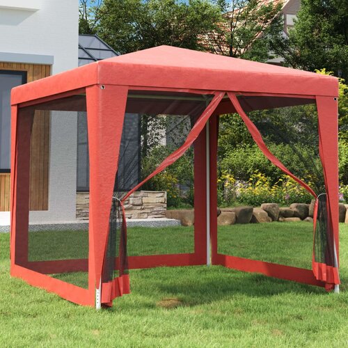 Šator za zabave s 4 mrežasta bočna zida crveni 2,5 x 2,5 m HDPE Cijene