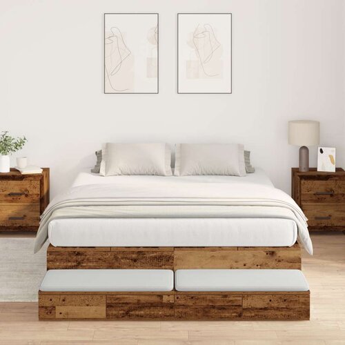  Krevet s prostorom za pohranu Staro drvo Masivno drvo 140 x 190 cm Slike