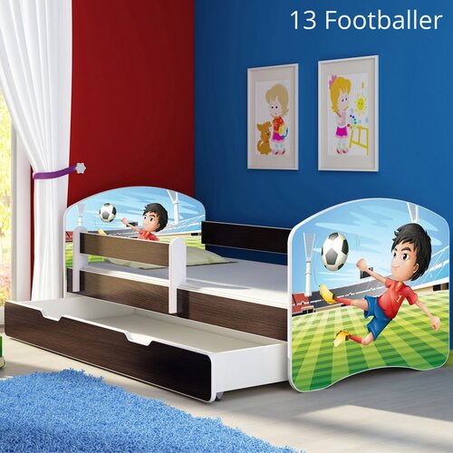  Otro&scaron;ka postelja ACMA z motivom, stranica wenge + predal 180x80 cm 13 Footballer Cene