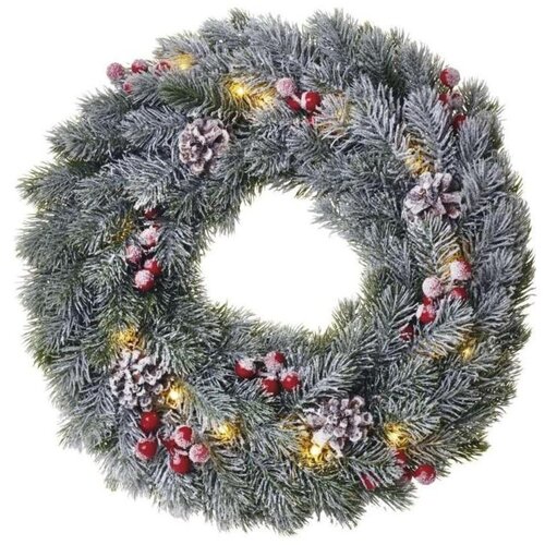 Emos Božični venec zasnežen LED, 38 cm, 2x AA, notranji, topla bela Cene